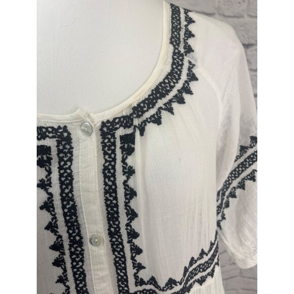 Sundance Sea La Vie Dress Embroidered Button Down Ladies Size PSmall White Black - Picture 5 of 12